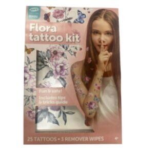 FLORAL TATTOO KIT - 25 COUNT REMOVEABLE TEMPORARY - SKIN-SAFE INK BY SAVVI
